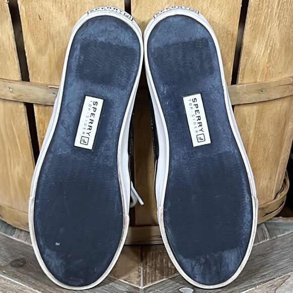 Sperry Biscayne Navy Green Plaid Patent Leather Boat Shoe Sneaker Women Size 5.5 - Picture 10 of 11